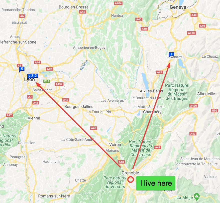 Map from home to test center
